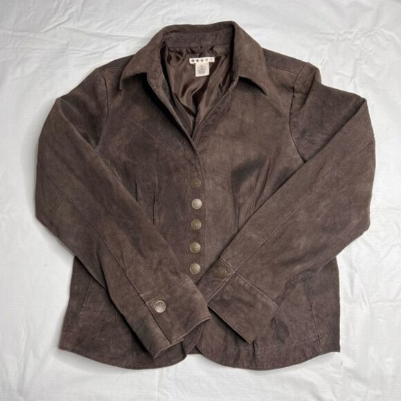 FIVE Diamonds Women Leather Jacket with Snap Buttons Front Brown Size M - Picture 4 of 11